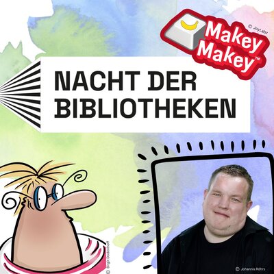 Collage: Cartoon, Foto von deinem Mann, Logo vom Programmiergerät