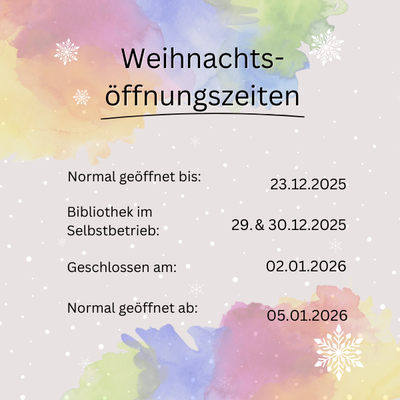 Auflistung der Öffnungszeiten